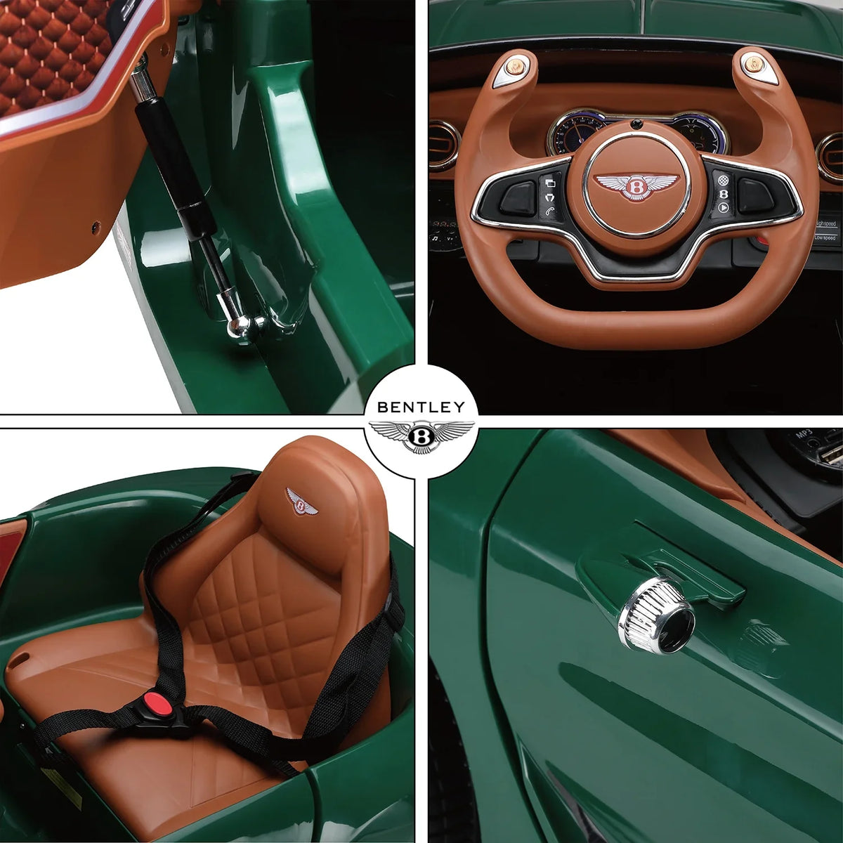 on Age Car Licensed Ride Boys 3+, Official Electric Remote Girls Ride for Music, with Car, Control, Car LISUEYNE on Bentley 12V Green