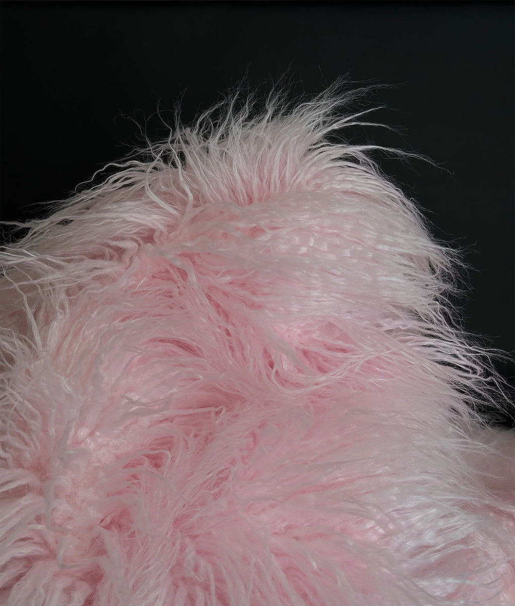 Pile Per Craft, Sold by / Yard FUR Cosplay CURLY Yak Yard (Pink) 58" Continuous Sewing Wide 3.5" LONG Japanese Faux Yarn 2.3oz Fire Retardant Fake