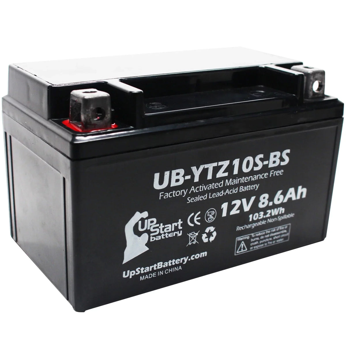 UB-YTZ10S-BS Battery Yamaha 4-Pack 2005 12V, Factory Motorcycle Maintenance YZF-R1 Free, for 1000CC UpStart - Battery Activated, Replacement 8.6Ah,