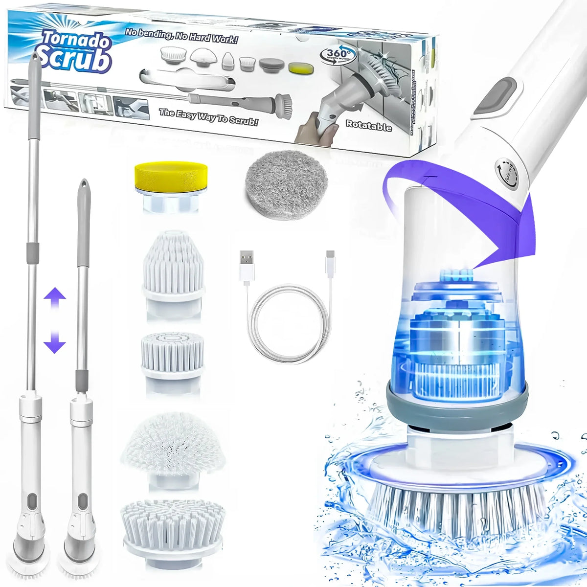 Scrubber, Bathroom Tile, Brush, Spin Bathtub, Replaceable Electric Cleaning Fixdono Scrubber 6 Cordless Cleaning for Floor Heads