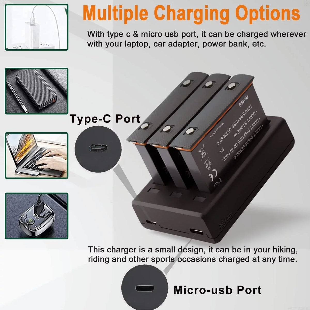 ONE with Insta360 Compatible X2 Camera(Not 3-Channel Insta360 Waterproof) Batteries Replacement and 2-Pack ONE USB X2 360 Charger