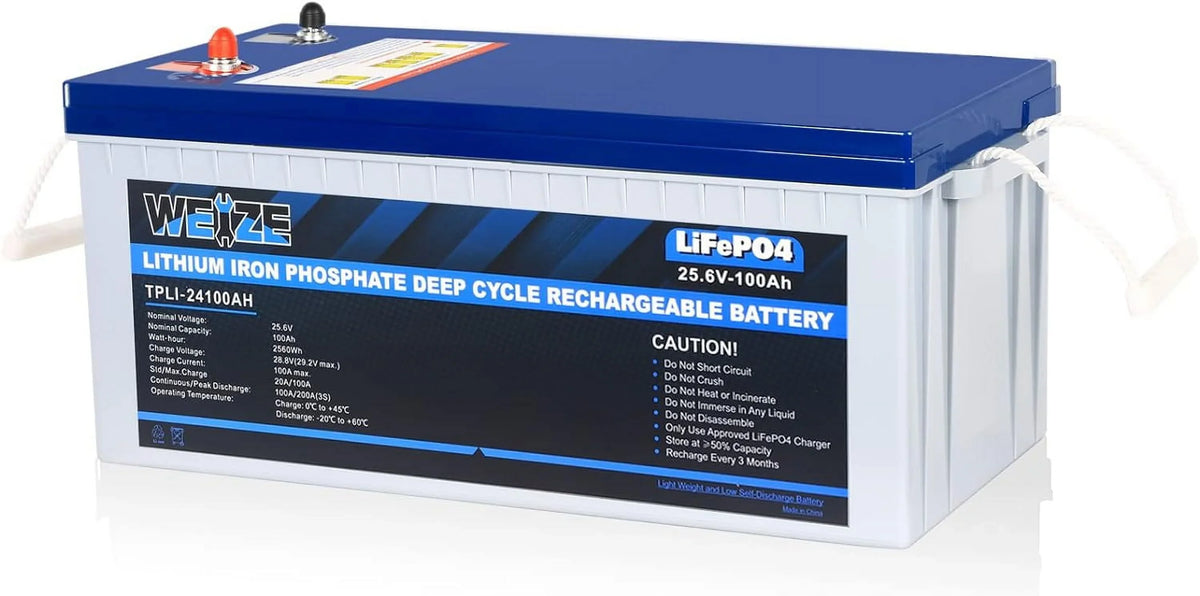Applications 24V Cycles, for RV, Solar Up 1Autodepot Grid Battery, Smart BMS, 100AH LiFePO4 Lithium Marine, Camping, System, Perfect to Built-in 8000 100A Off