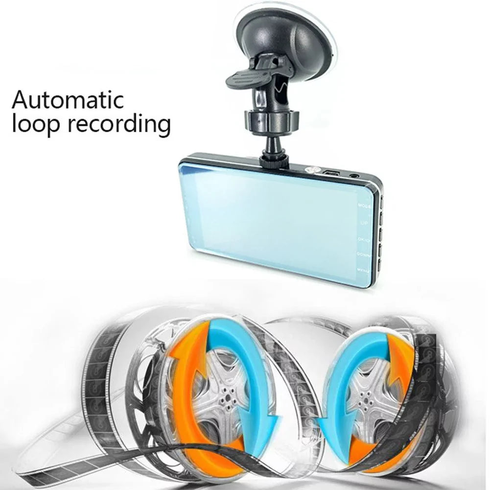 Recorder Dual Front G-Sensor Camera Rear Car Dash DVR Cam 1080P 4\\\" Touch Screen