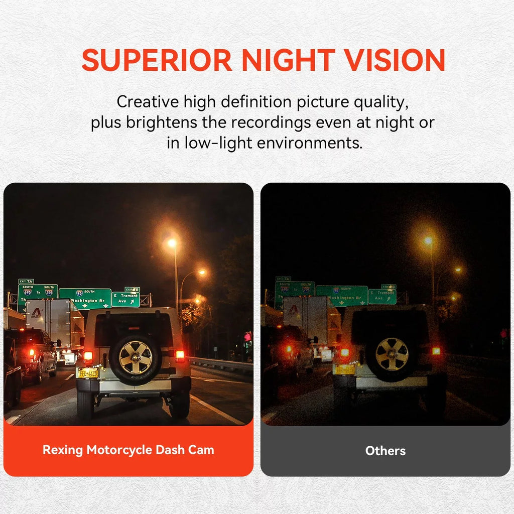 Wi-Fi GPS Channel Dash with Cam & 1080P Dual Rexing MTC1 Motorcycle