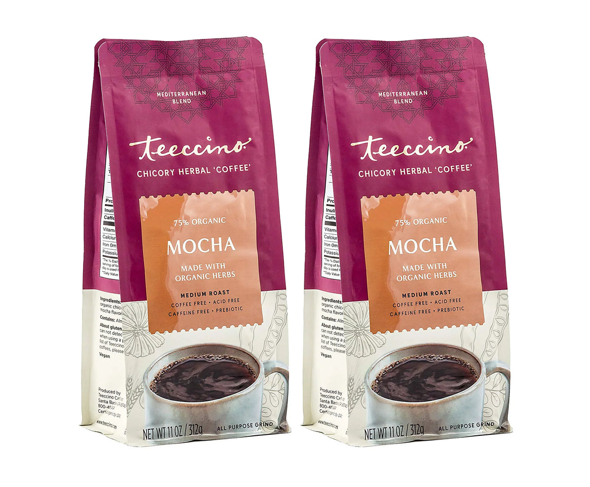 Teeccino (Pack ounce Medium Herbal Ground, Chicory 11 6) Coffee of Mocha Roast