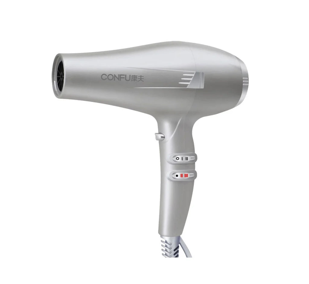 professional Dryer, 2 High 3 Settings, Cool Dryer, Quiet Speed hair and air wind Function Ionic for and Silver Heat Button, Results cold stylist hot Dryer, Shinier high Hair Shot Power 2000W CONFU
