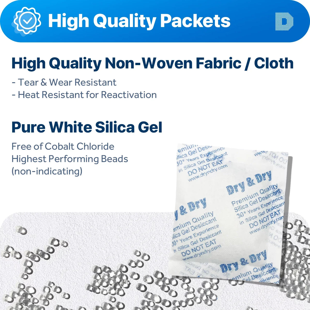 Packets Desiccant Packs] - [50 Silica Rechargeable Premium Fabric 50 Dehumidifiers Dry" & Gel Gram "Dry