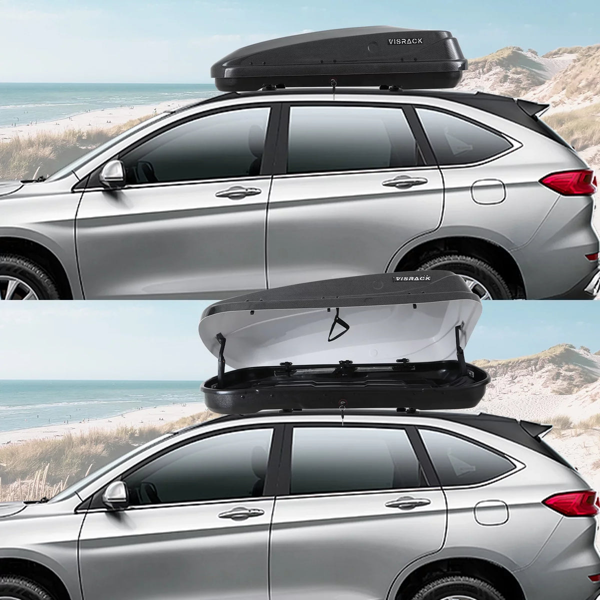 56.3" x H, Box Waterproof Large ft³ Rooftop Hard Fibre Box Locks, Cargo Cargo 30.3" W Carrier 13 Rooftop for x Grain Double Carbon L Cargo 13.8" with Shell Rooftop SUV