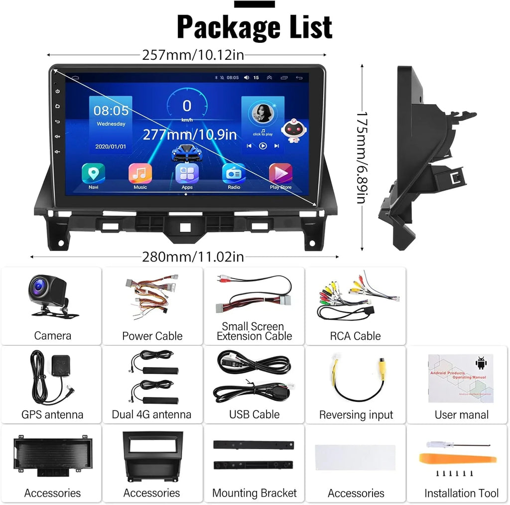 Inch Camera（4G+64G） Stereo Touch Honda Radio for THONZER 2008-2013 Android with Screen Auto Bluetooth 5.0 WiFi Navigation Backup 10.1 Android Car Stereo 8th GPS CarPlay Core Accord 8 Car 4G