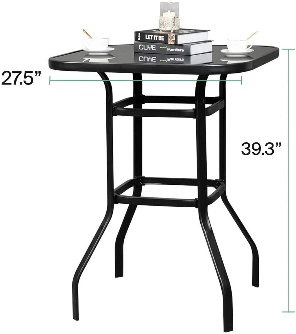 Bistro Porch Finish Metal Bar Table Shape Squire Marlowe Glass
