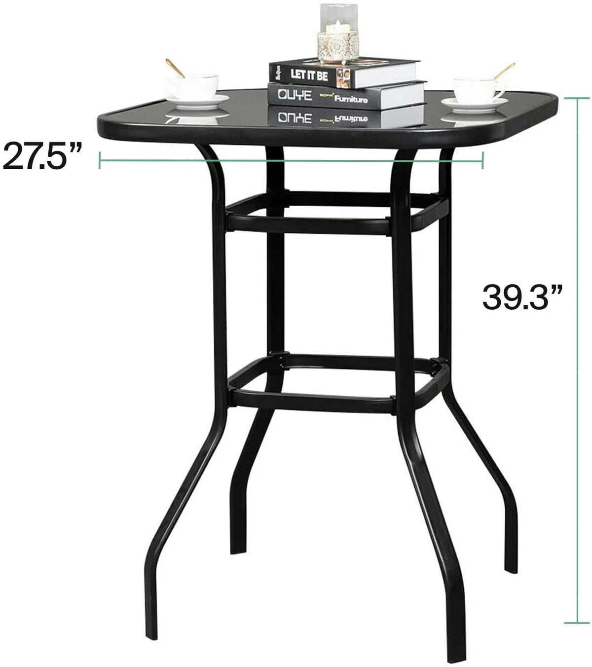 Bistro Porch Finish Metal Bar Table Shape Squire Marlowe Glass