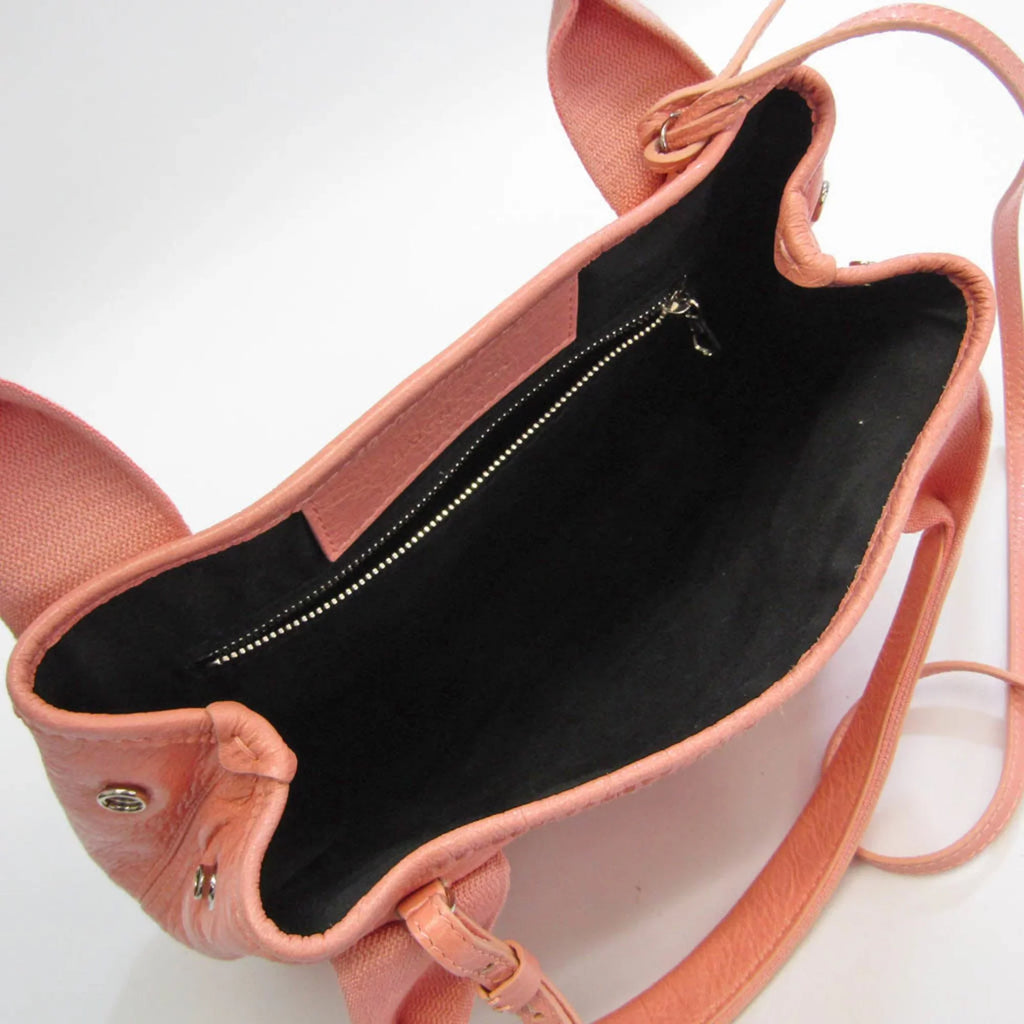 390346 Cabas Canvas,Leather (Good) Pink XS Light Handbag,Shoulder Pre-Owned Bag Women's Balenciaga Navy
