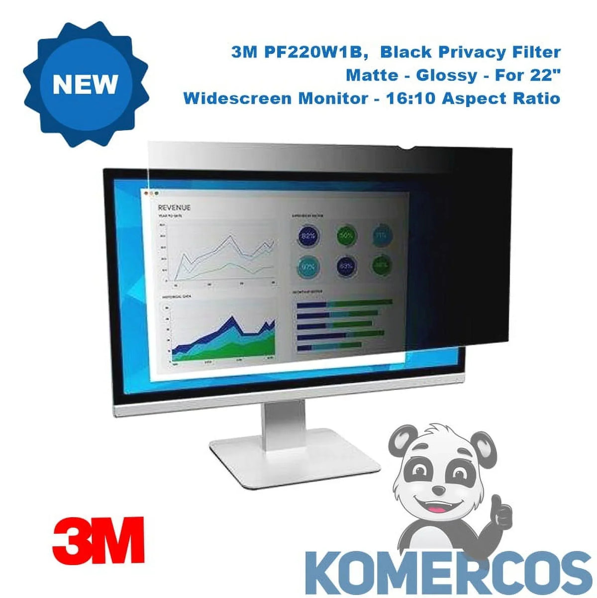 Matte, - Filter, 22-in. 3M For Black Widescreen Glossy, Privacy Monitor PF220W1B