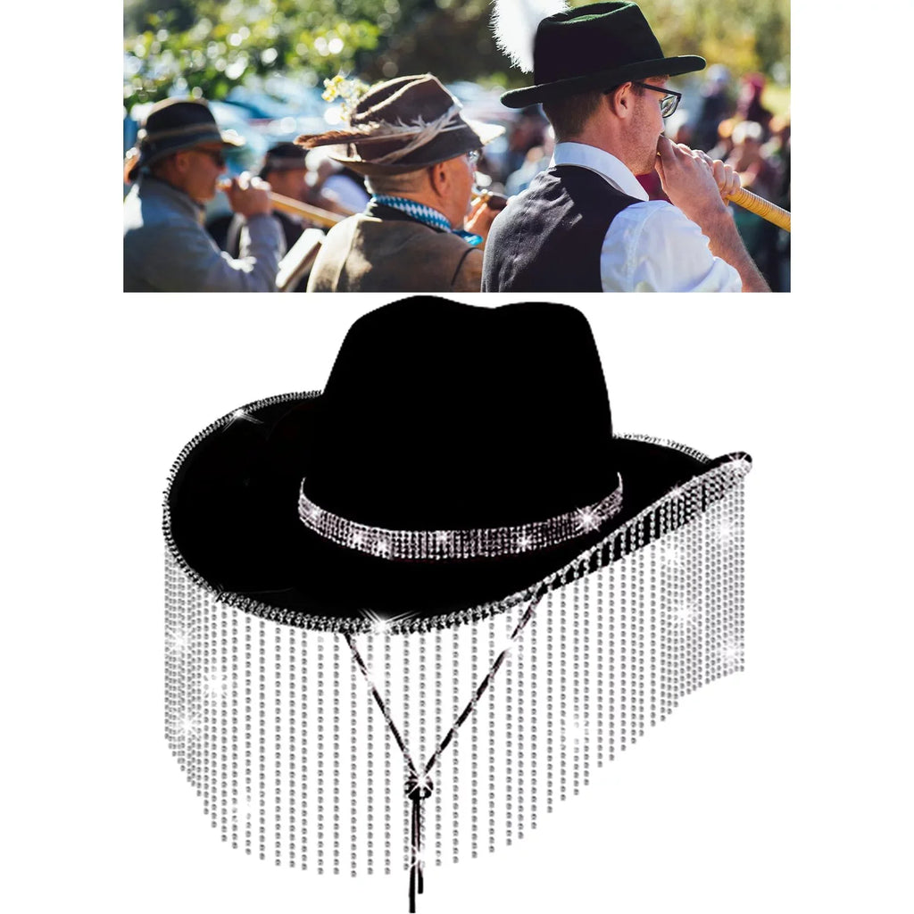 Street Hat Beach Unisex Strap Hat Men Segolike for Festivals Chin Cowgirl Camping Backpacking Black Hat Lightweight Sun Sun with Sunhat Cowboy Protection