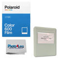 Grey Leather Prints Wide Holds 5" Phobea Color Album + 600 pack + Polaroid 32 Photo Cloth Film for Double Prints- for