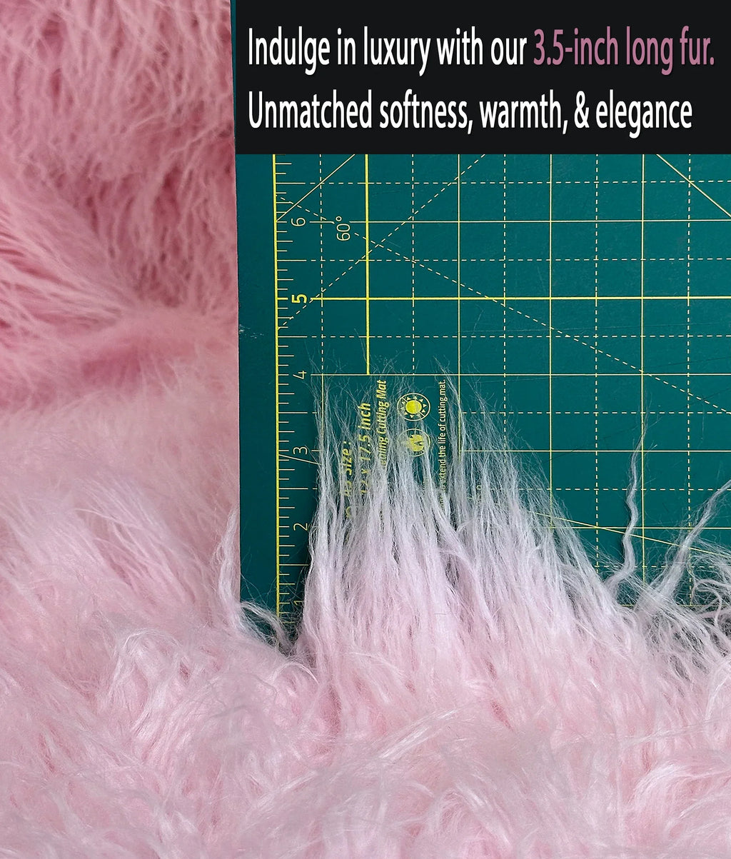 Pile Per Craft, Sold by / Yard FUR Cosplay CURLY Yak Yard (Pink) 58" Continuous Sewing Wide 3.5" LONG Japanese Faux Yarn 2.3oz Fire Retardant Fake
