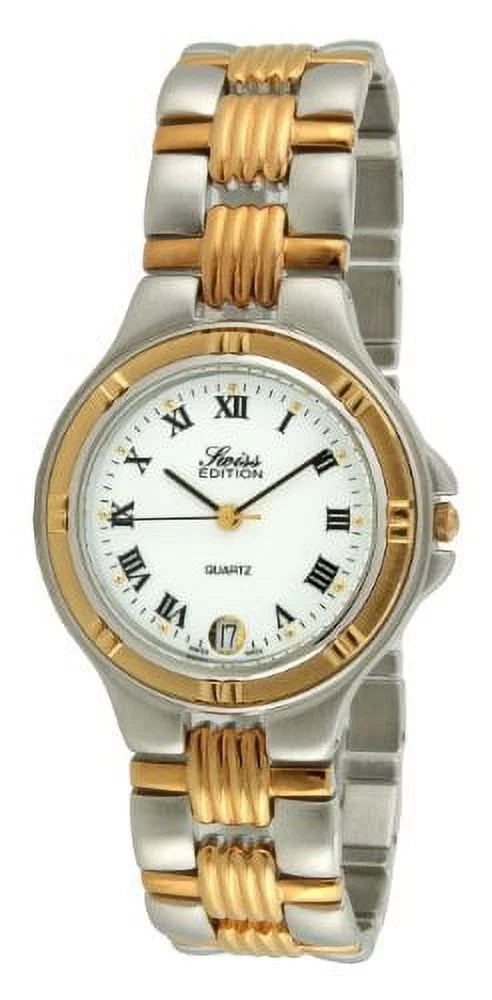 Gold Tone Watch Bezel Dress Numeral Roman Plated SE3606-M Dial Men's Silver Two Luxury & Swiss Edition Gold White 23K