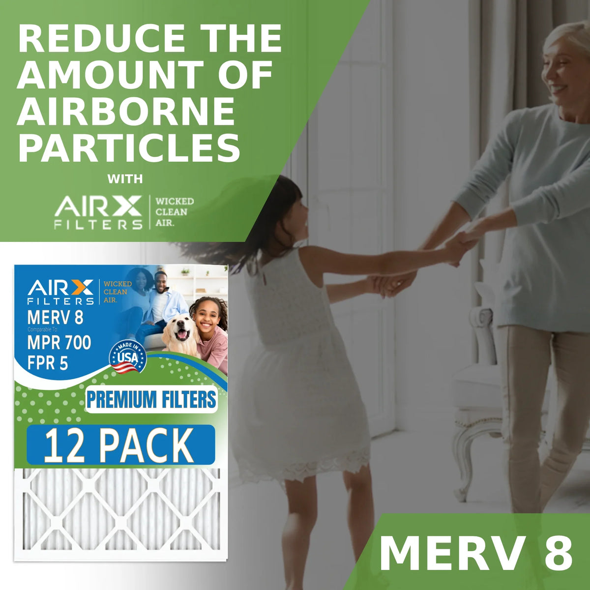 Rating, MERV Pack MPR Filters 14x18x1 Made Comparable in Air CLEAN AIRX Furnace & 8 by 5 FPR USA to AIR. - 12 Filter WICKED of FILTERS 700