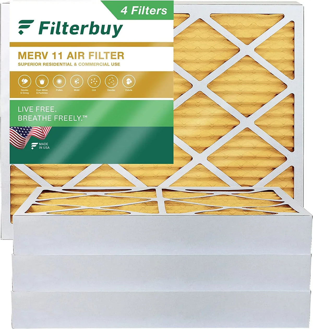 Furnace (4-Pack) Filterbuy Air Filters Pleated AC 10x16x4 11 MERV HVAC