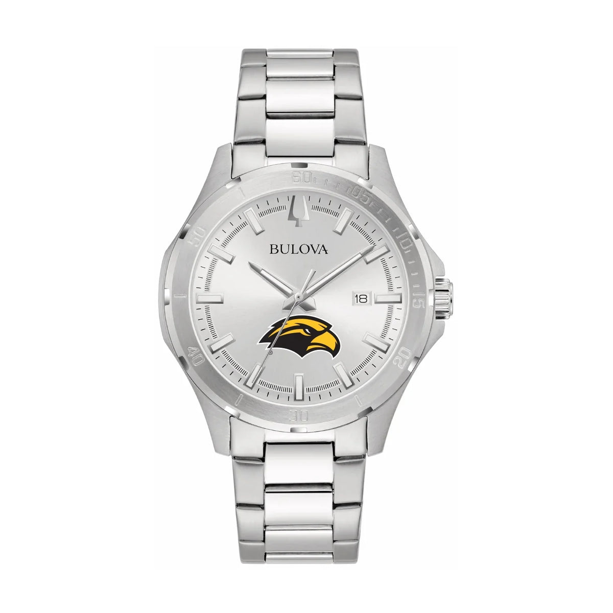 Bulova Watch Silver Steel Classic Sport Miss Southern Stainless Eagles Golden