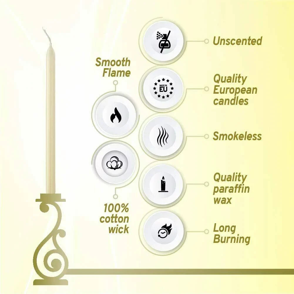 Table 7.5 Unscented Wedding for Decoration Party, Dinner - Christmas, Household Candles 30 Pack Burning - - Smokeless Taper Spa, Bolsius Long Hours Candle Ivory Bulk