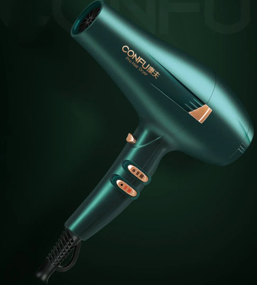 professional Dryer, 2 High 3 Settings, Cool Dryer, Quiet Speed hair and air wind Function Ionic for and Silver Heat Button, Results cold stylist hot Dryer, Shinier high Hair Shot Power 2000W CONFU