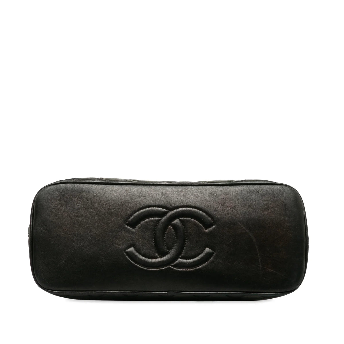 Pre-Owned Dome Leather Chanel Authenticated Quilted Shoulder Bag (Good) Unisex Black Lambskin