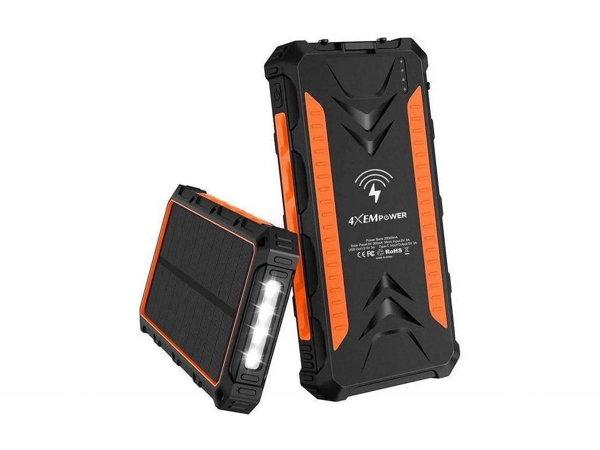 Orange 4XEM 4XSOLARPWROR Mobile maH Bank and Solar Power Charger 20000