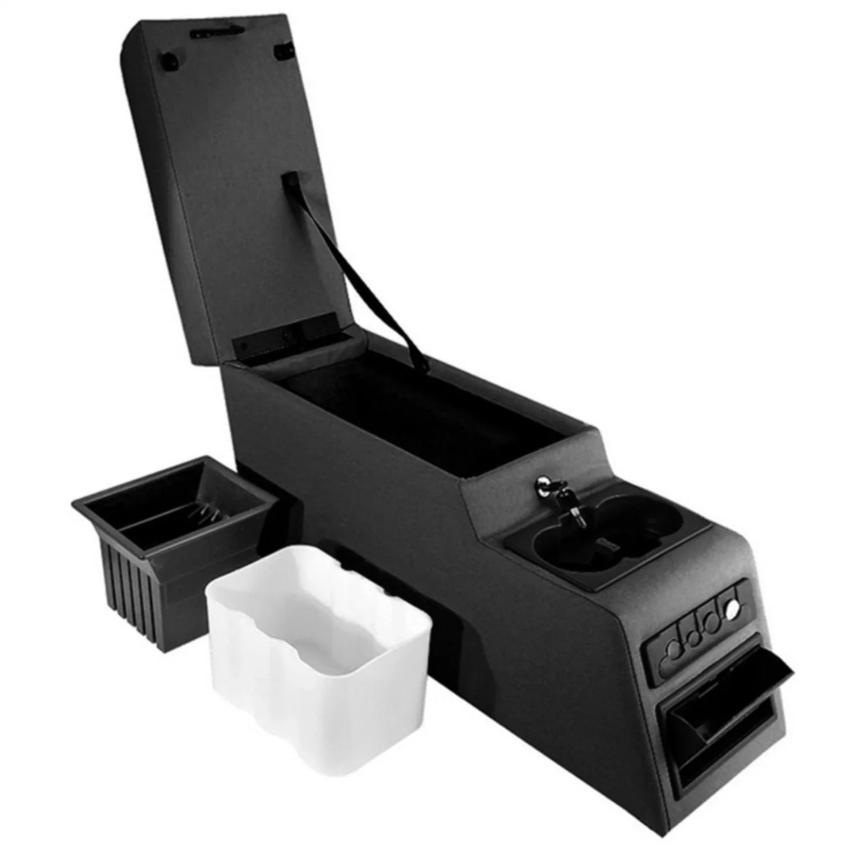 Black RealTruck 13102.15 with Wrangler by | 1976-1995 Jeep CJ/Wrangler YJ Ultimate, 1987-1988 Console, Rugged Select: Denim; Jeep Center 1989-1995 Locking, Ridge / YJ, Compatible Wrangler