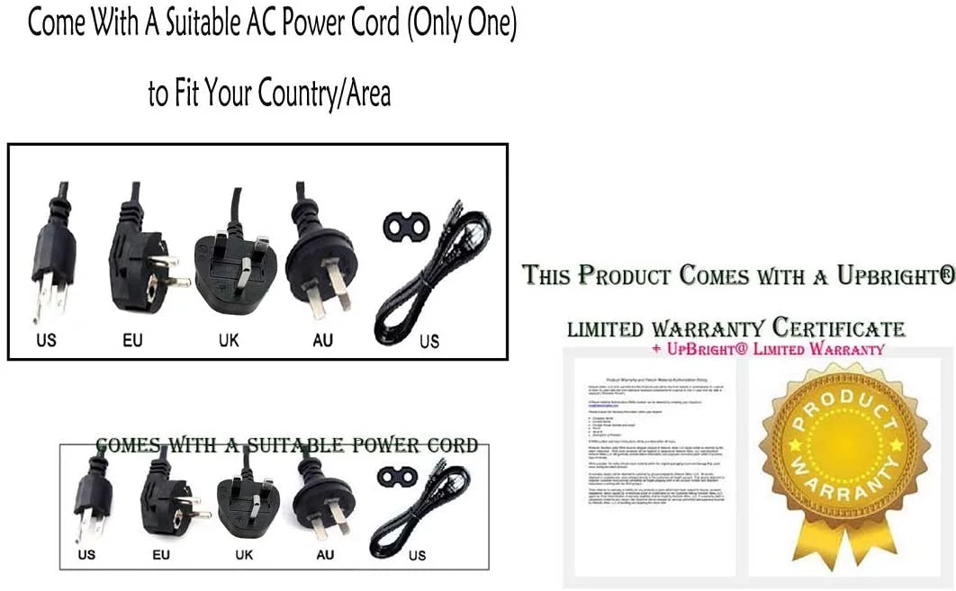 Cable UPBRIGHT DC For NEW AVF240 / Vision Gaming Charger Power Atron Adapter AC 144Hz 24" Supply PS Monitor Global Cord Mains PSU