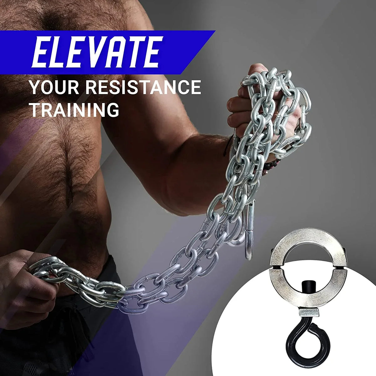EASY ChainBeast, Chains and Resistance to ALLN-1 Bands F2 for Innovative Barbell Resistance Weight Attach