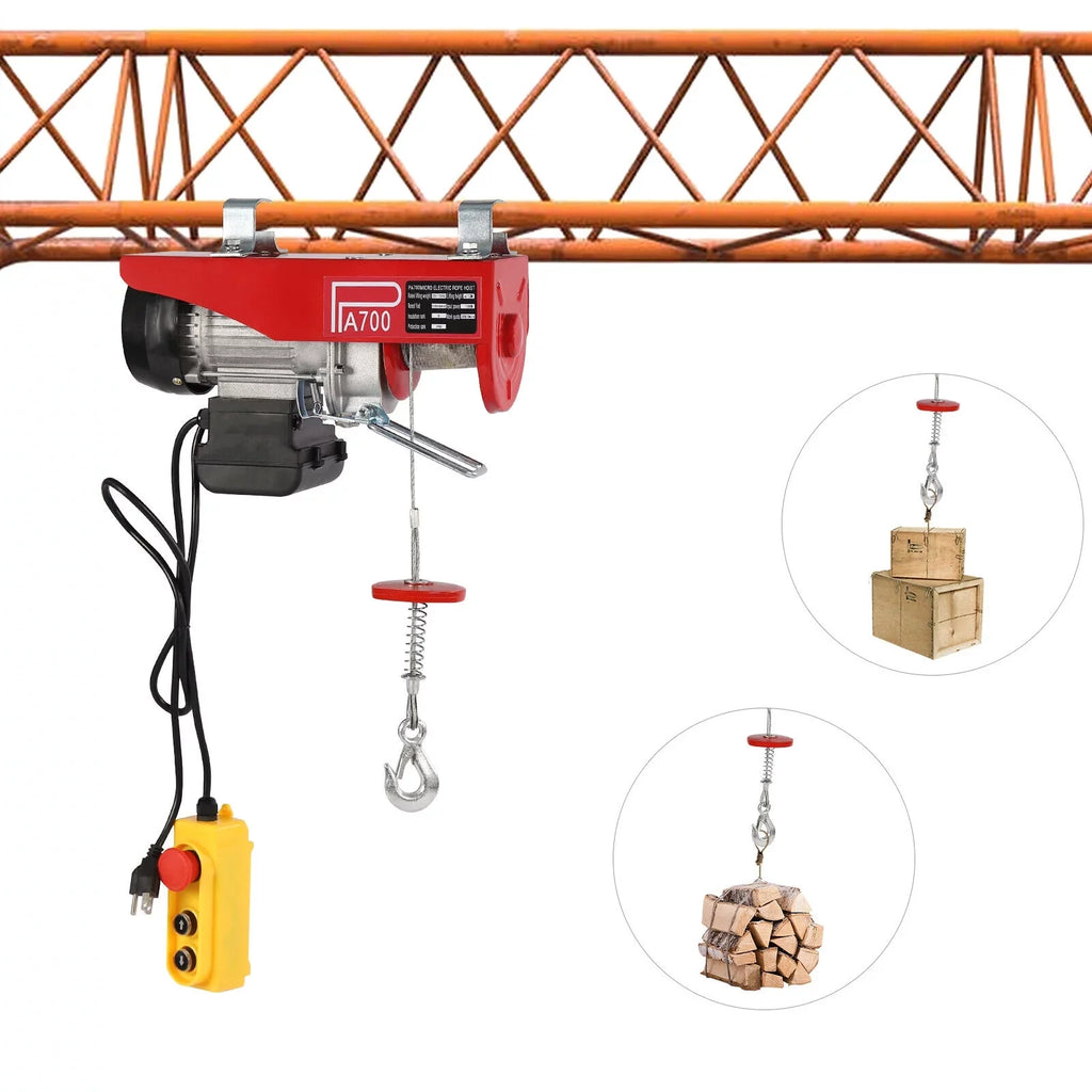 Portable Hoist Winch Remote 110V Winch 1543lbs Electric W/ Control Wire Electric