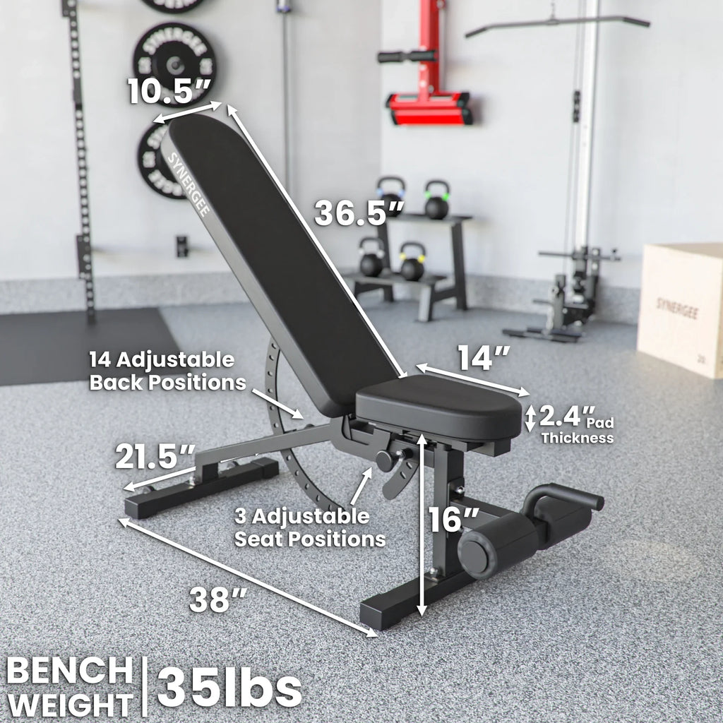 & Exercises Workout Great for Workouts. Bench Dumbbell & Barbell Incline Adjustable Press and Gym. Garage Decline for Synergee Home Commercial, Weight Bench.