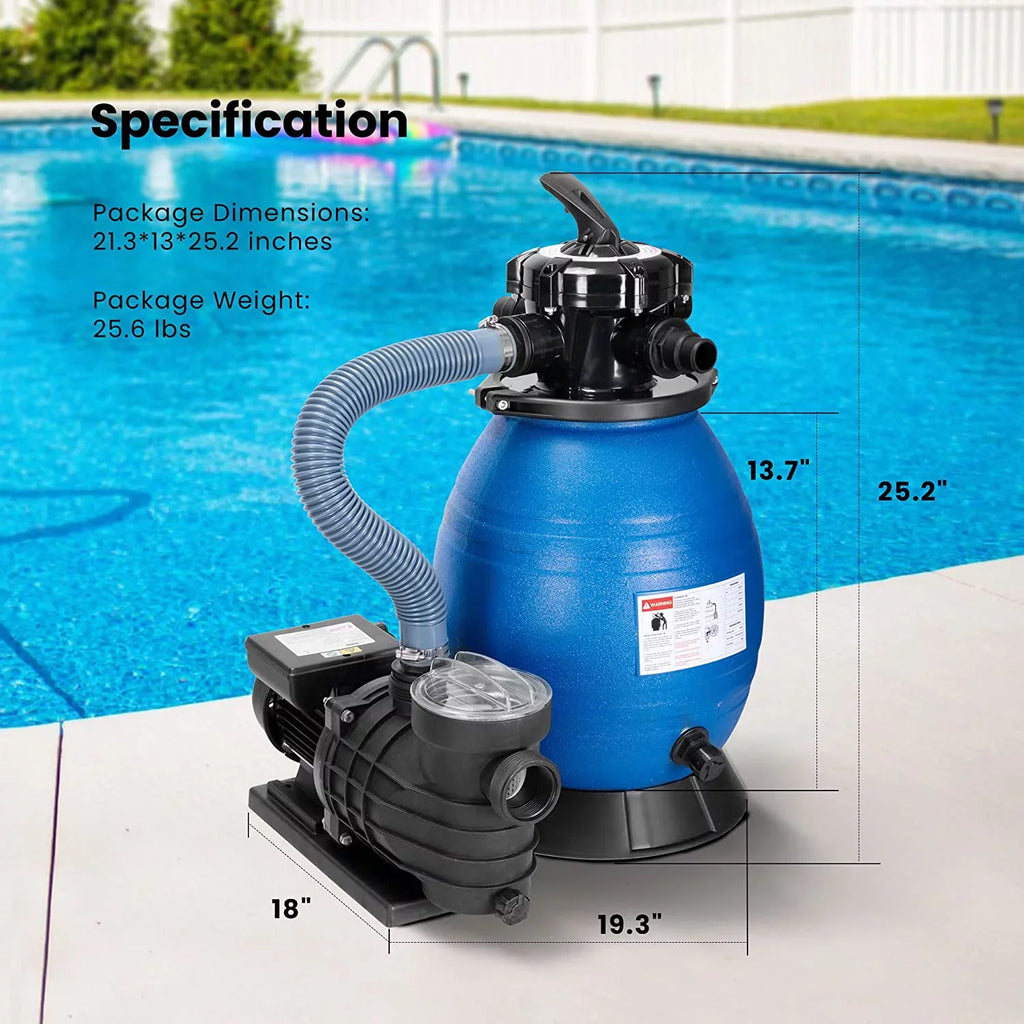 with Hp VIVOHOME Filter 15360 Fits Pool Capacity 45 GPH Pump, Sand Gallons 2380 3/4 Pound Pool, Sand