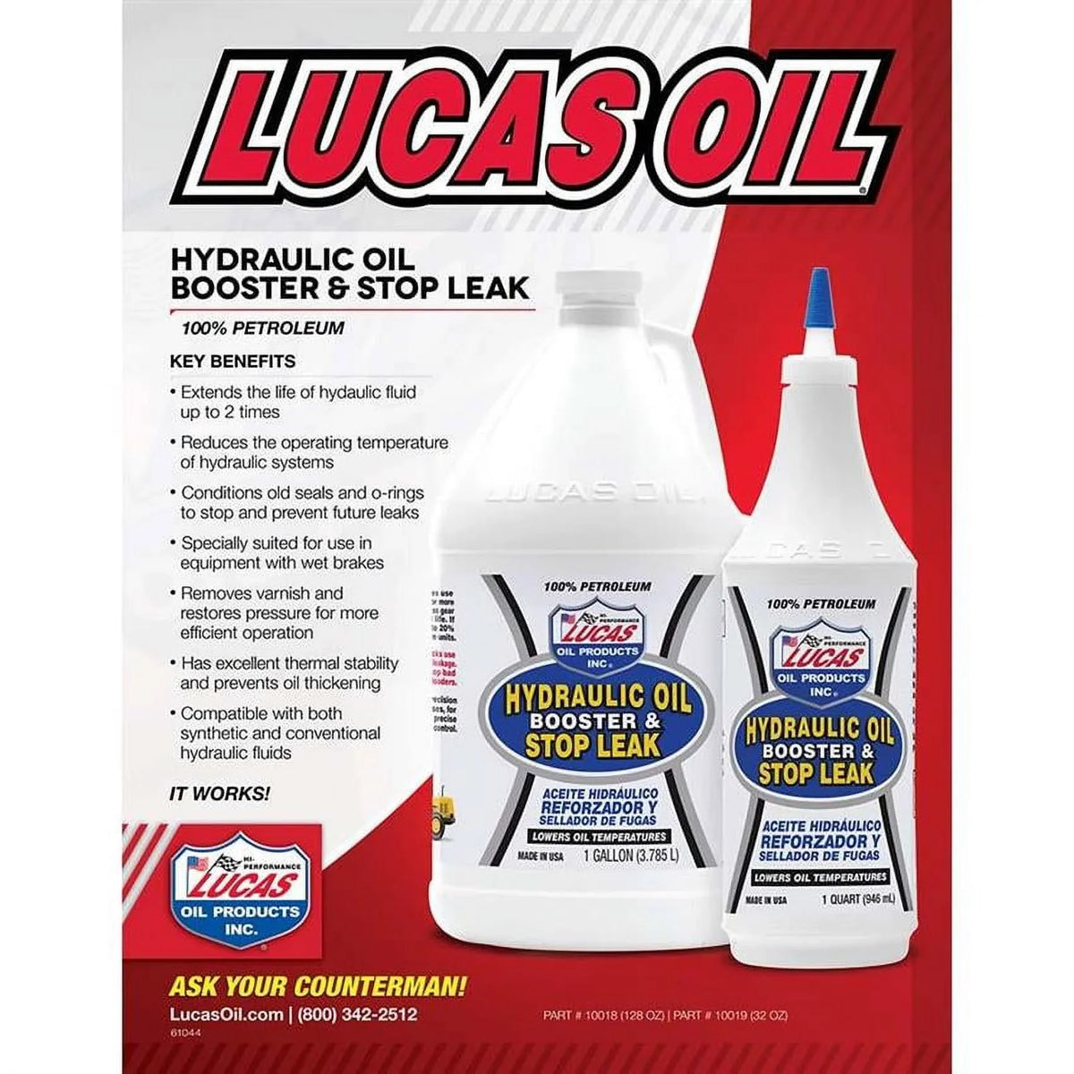 Case/4 1 Gallon, Leak, Oil Lucas Booster/Stop 10018 Oil Hydraulic