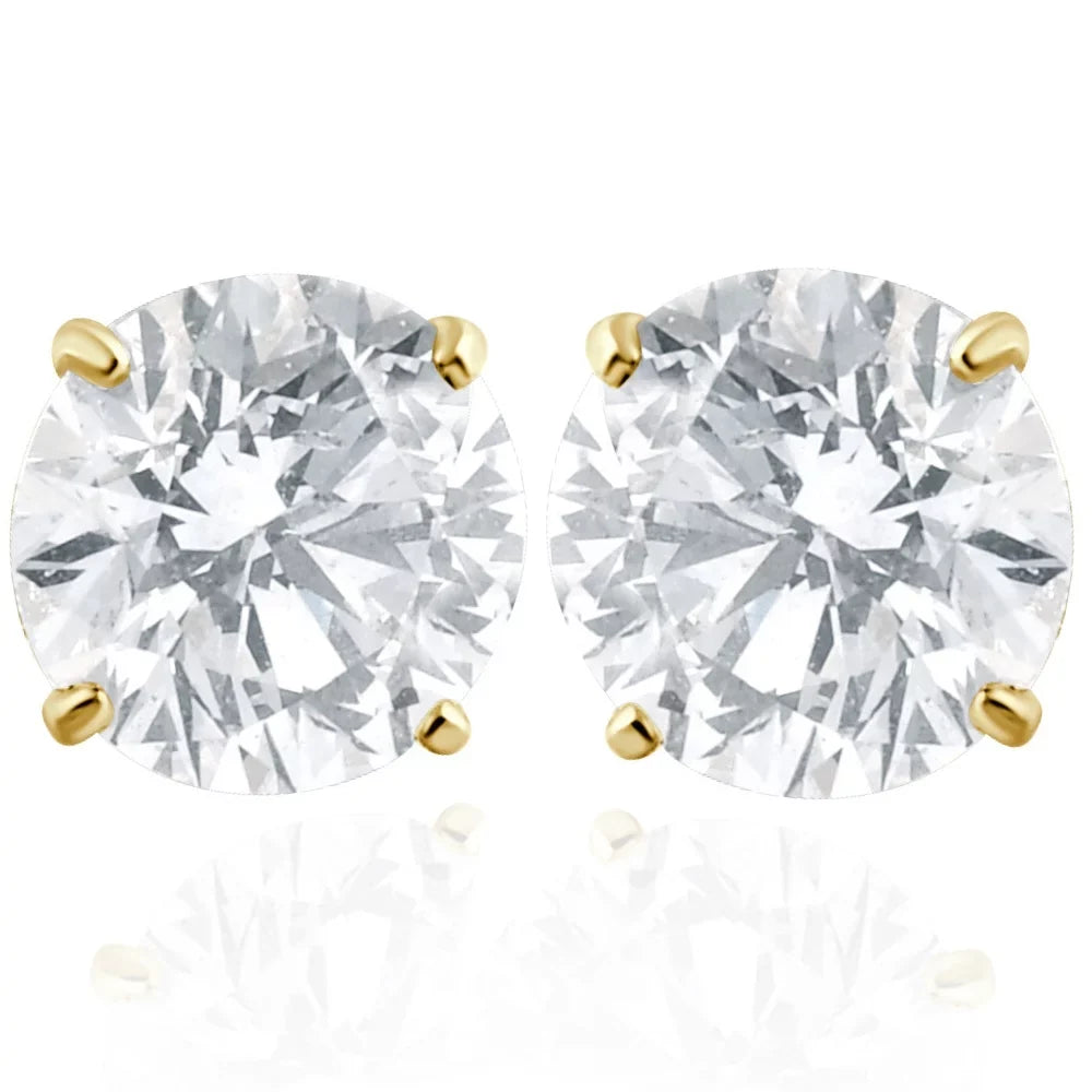 Yellow 2 Diamond With Carat Created Backs Pompeii Studs 14K Lab Gold (F,SI) Screw