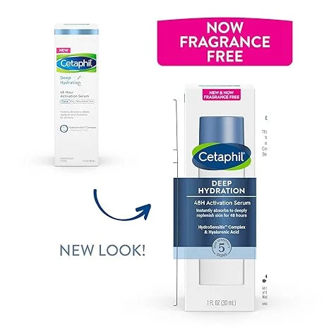 Hydration E 1 Face With Sensitive for & Deep oz, Dry, Hyaluronic Cetaphil Acid, Activation 48 fl Sensitive Skin, Brand Hr Skincare Dermatologist Serum, Vitamin Recommended 48Hr B, Moisturizer