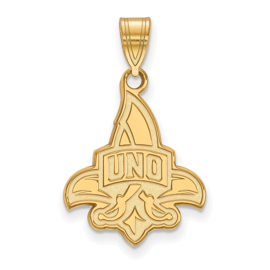 University Orleans Pendant Large Gold of Licensed (UNO) Official New Collegiate LogoArt Yellow 10k