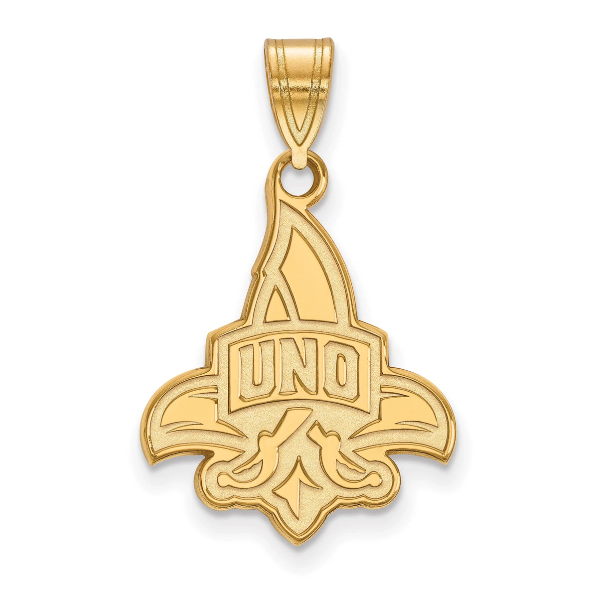 University Orleans Pendant Large Gold of Licensed (UNO) Official New Collegiate LogoArt Yellow 10k
