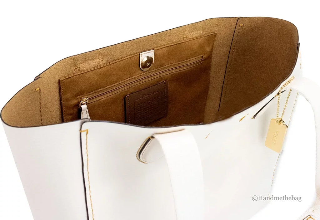 Tote Coach (58660) Pebbled Purse Derby Leather Bag Chalk Handbag Shoulder