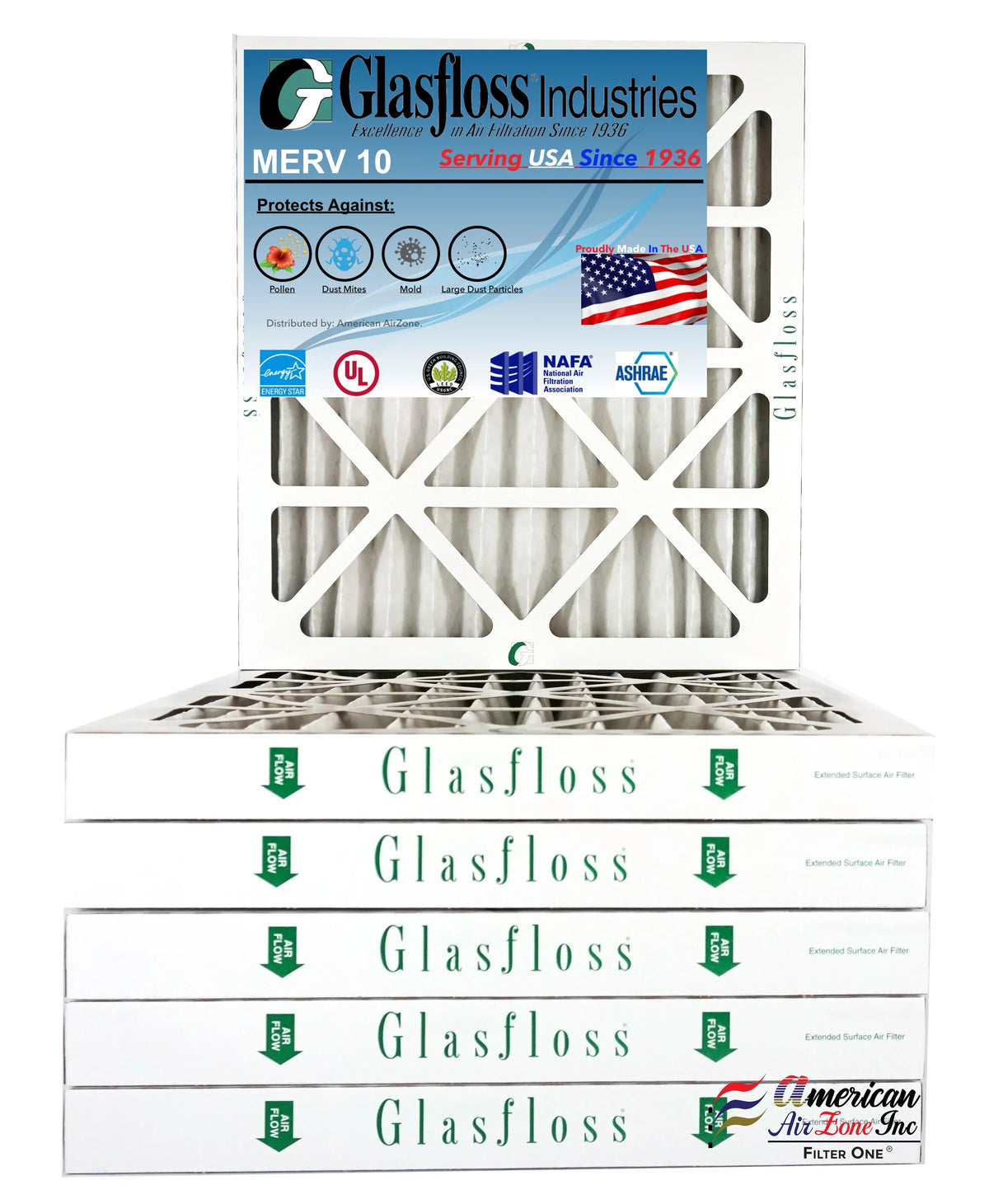 2" Filter In Made Air HVAC Filter - Furnace Pleated USA. or or of The - - Filter Air 10 (Pack MERV 16x18x2 - 6) Office Air Glasfloss Home - AC -