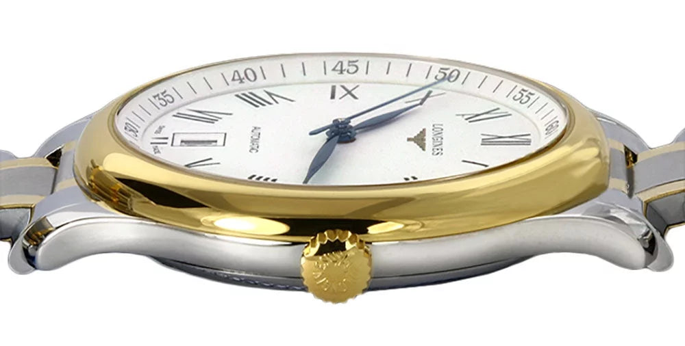 and Mens Yellow Master Watch Collection L2.628.5.11.7 Automatic Gold 18k Dial Longines White Date Steel