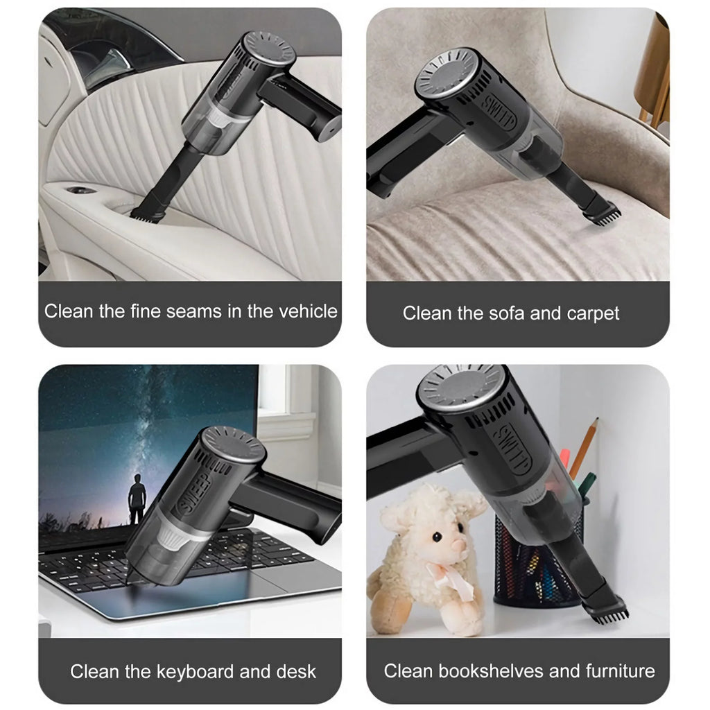 Mini Car Suction Car Powerful for Wireless Vacuum Portable Cleaning Vacuum Interior Cleaner, Home and K-7 (Black)