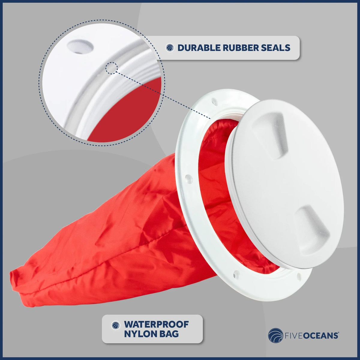 UV-Resistant Detachable and Boat, Inspection for Fishing Marine Caravan FO4467 Boat, Cover Pontoon, White Storage Hatch, Hatch - Deck Plastic, Five RVs, Bag, Bass Oceans 6" Plate Round Boat with ABS