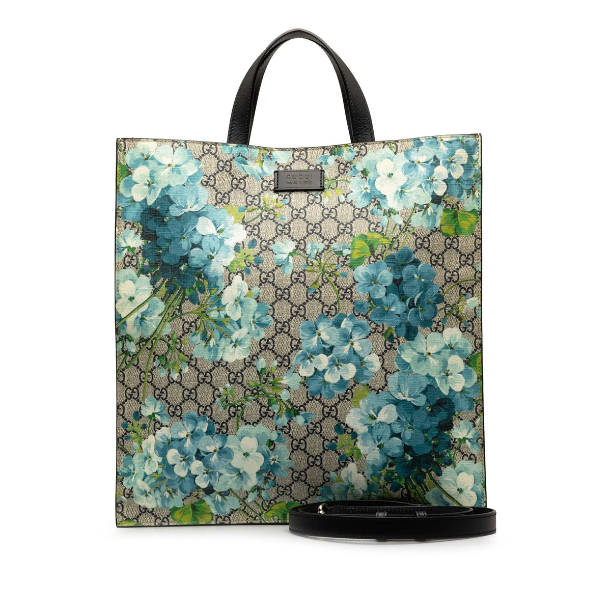 Coated Pre-Owned Gucci Tote Soft Fabric Supreme GG Canvas Unisex Satchel (Good) Authenticated Blooms Convertible Blue