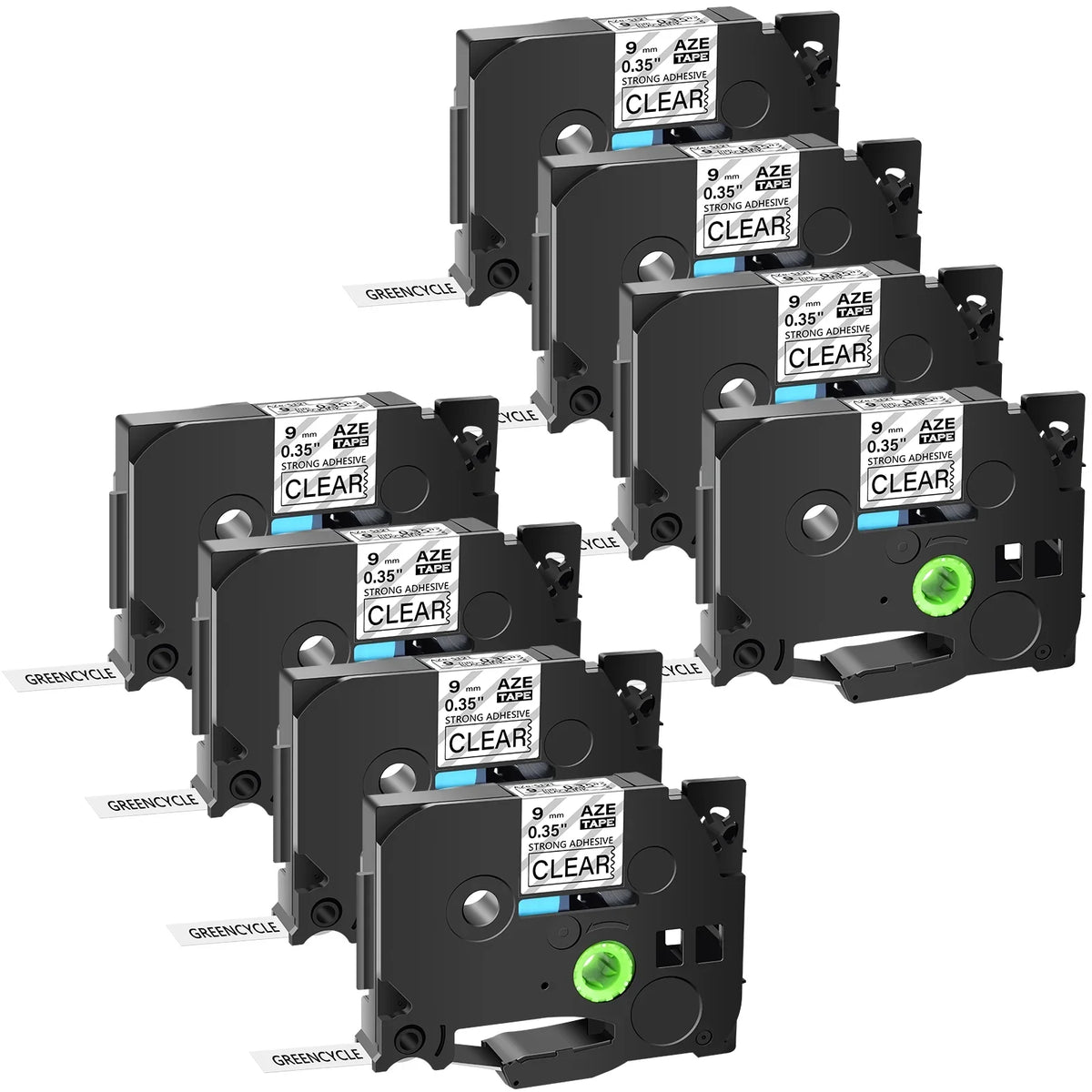 Extra Label TZ-S121 Pack D400 TZe-121 Laminated PT-D210 Brother 8 Tape Maker for D600 0.35'' Label P-Touch on Tapes 8m in 9mm use Black 26.2ft TZ-121 Clear Compatible GREENCYCLE Strength TZe-S121