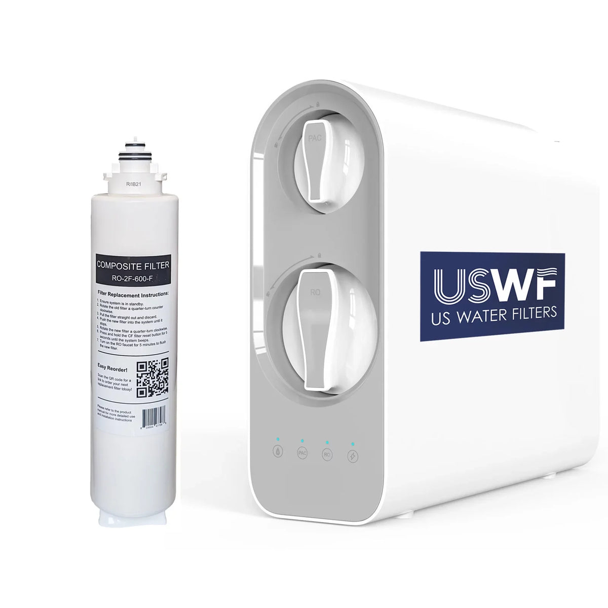 Replacement for Filter RO Filter system, Life 1-Year Tankless USWF CF USWF-RO-2F-600 RO-2F-600-F