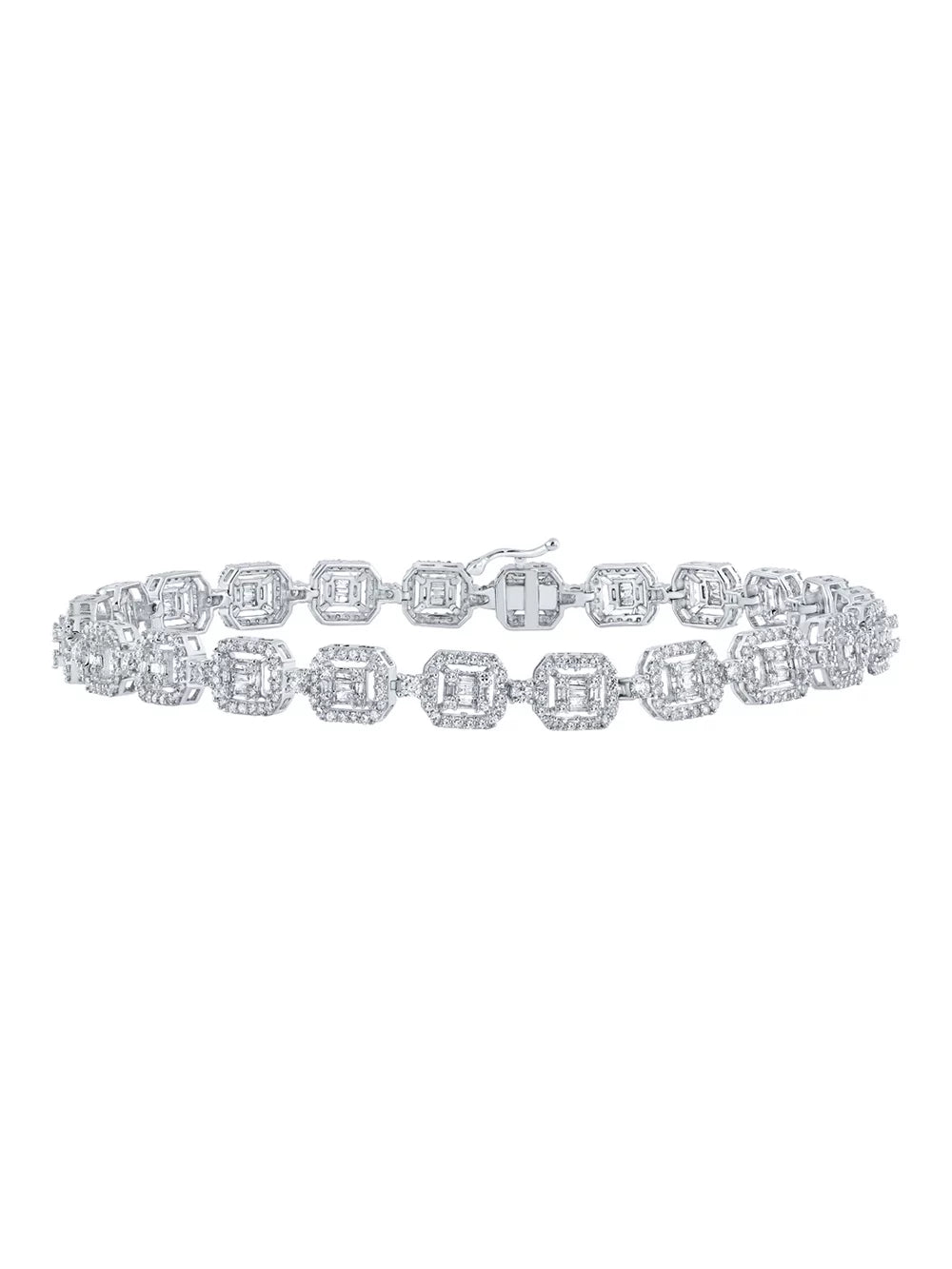 Diamond Ctw Worldwide Link Gold Baguette Bracelet 4 Macey 10k White Mens Square Jewelry