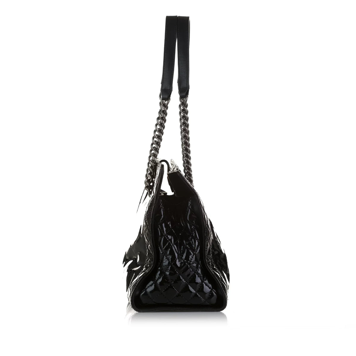 Shopping Reverso Tote (Good) Tote Chanel Patent Bag Authenticated Boy Leather Black Pre-Owned Unisex