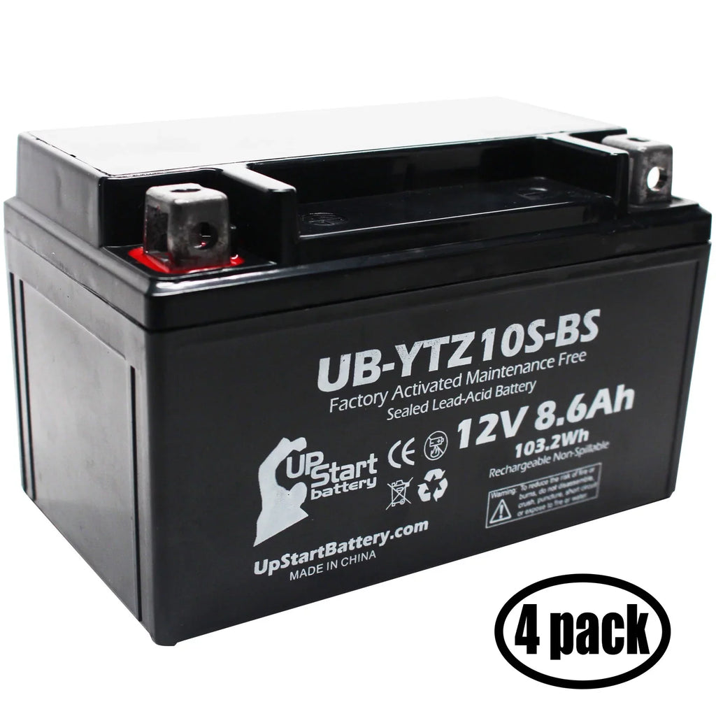 UB-YTZ10S-BS Battery Yamaha 4-Pack 2005 12V, Factory Motorcycle Maintenance YZF-R1 Free, for 1000CC UpStart - Battery Activated, Replacement 8.6Ah,